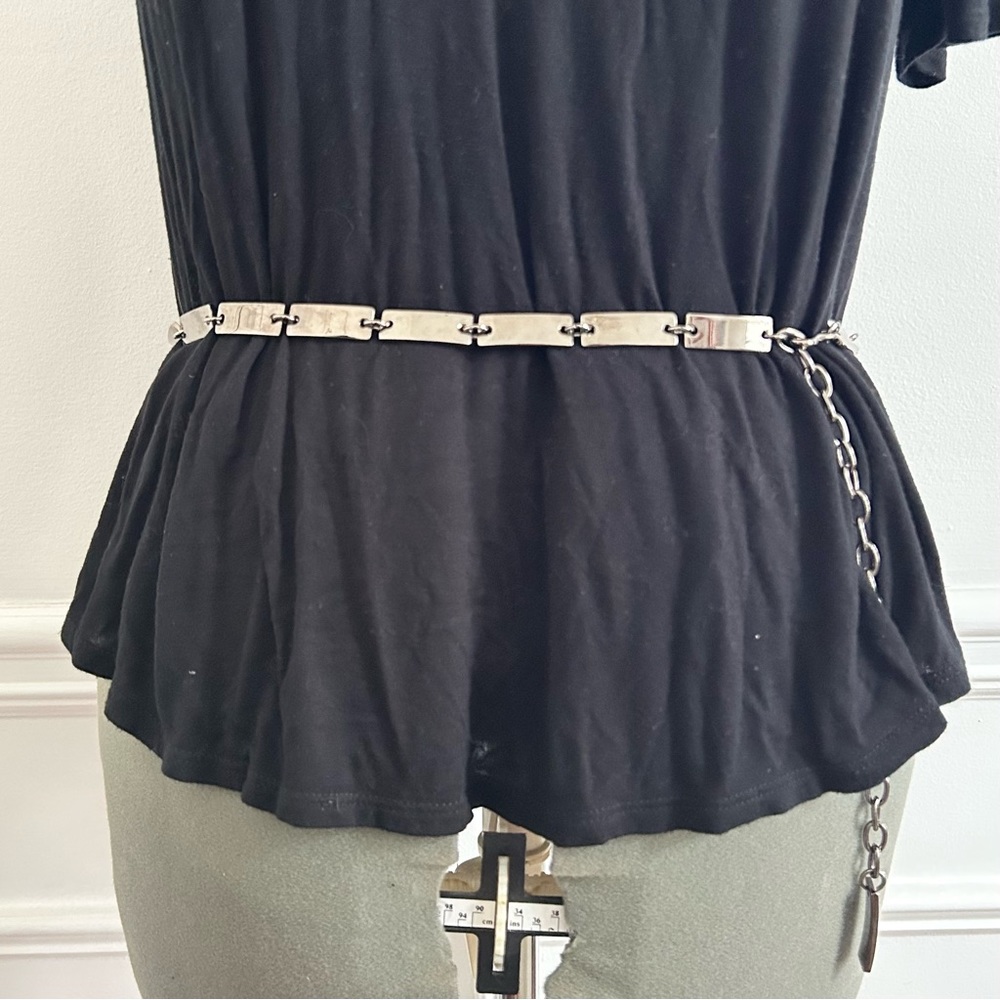 4/$25 Rectangle Chain Link Belt in Silver size One Size Contemporary